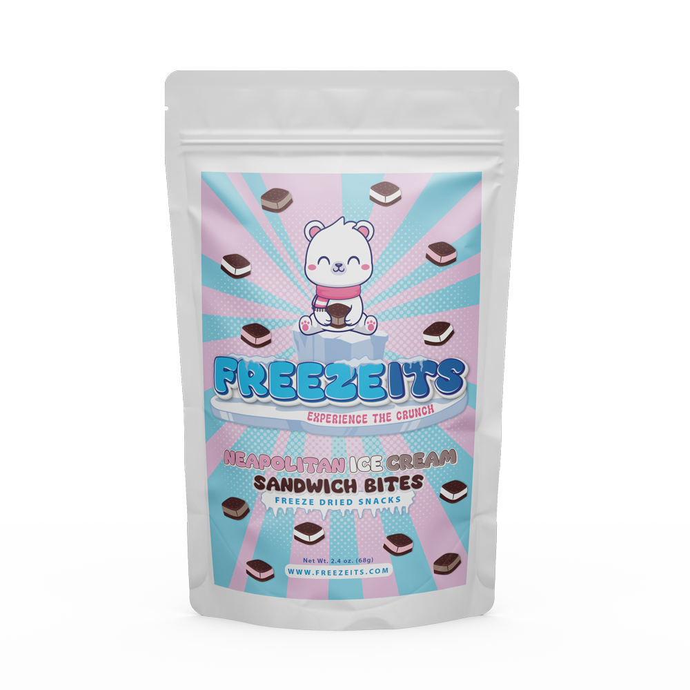 Freezeits Neapolitan Ice Cream Sandwich Bites 2.4 oz. Bag