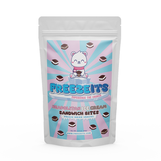 Freezeits Neapolitan Ice Cream Sandwich Bites 2.4 oz. Bag