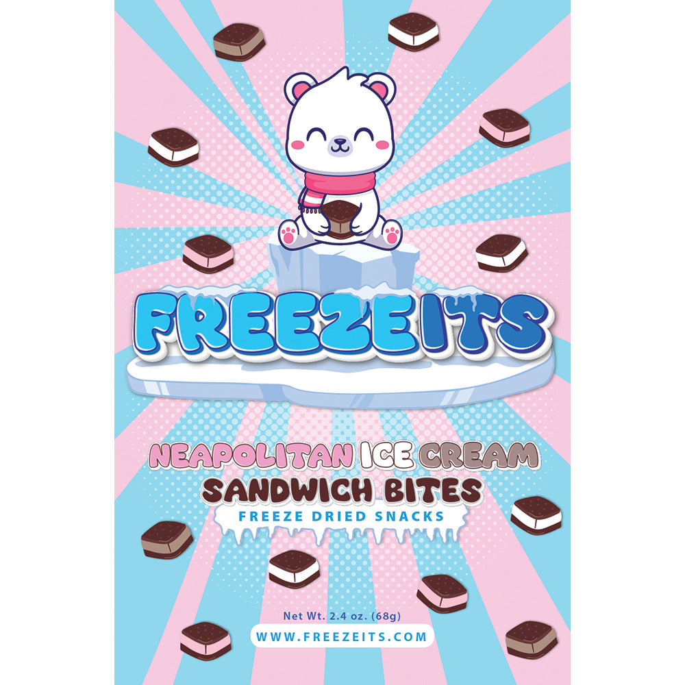 Freezeits Neapolitan Ice Cream Sandwich Bites 2.4 oz. Bag