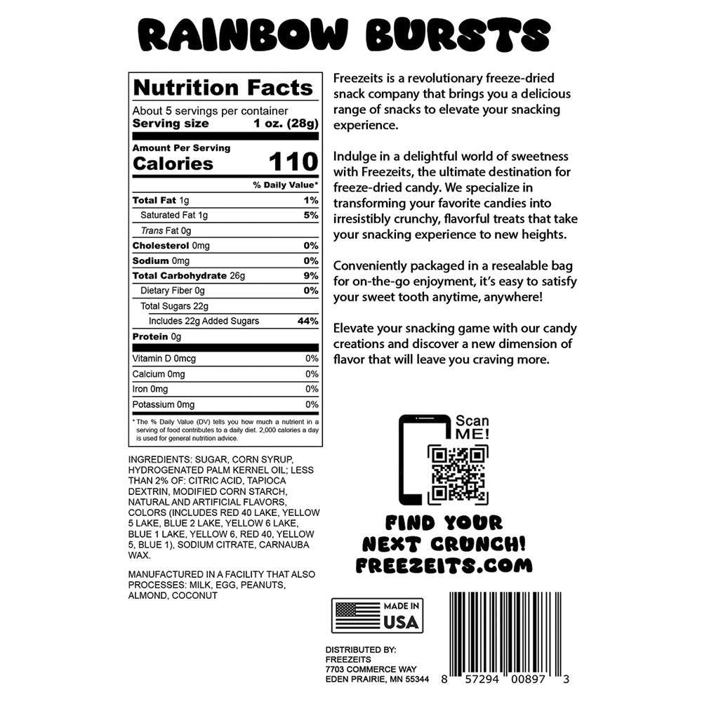 Freezeits Rainbow Bursts 5.1 oz Bag